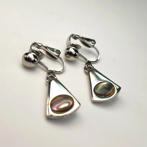 Park Lane Abalone Clip on earrings VTG 80s - Picture 5 of 11
